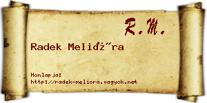 Radek Melióra névjegykártya